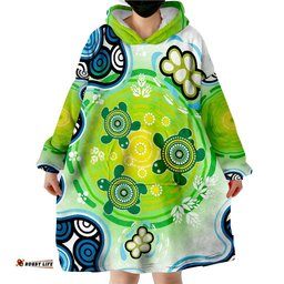 aboriginal ndigenous green turtle wearable blanket hoodie
