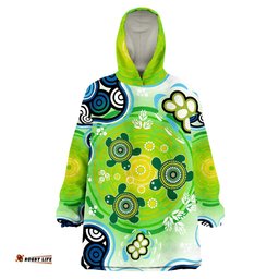 aboriginal ndigenous green turtle wearable blanket hoodie