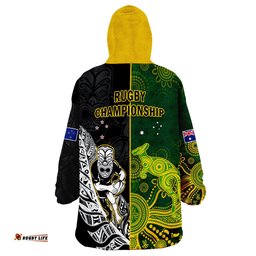 australia rugby mix aotearoa rugby wearable blanket hoodie wallabies all black special version
