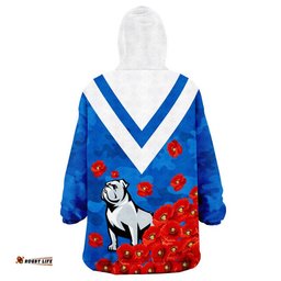 bulldogs rugby wearable blanket hoodie anzac poppy flowers