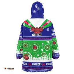 warriors rugby christmas snug hoodie custom warriors ugly christmas and aboriginal patterns wearable blanket hoodie