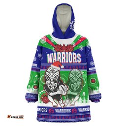 warriors rugby christmas snug hoodie custom warriors ugly christmas and aboriginal patterns wearable blanket hoodie