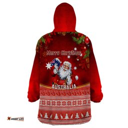 australia christmas wearable blanket hoodie xmas in july happy santa claus with map red style