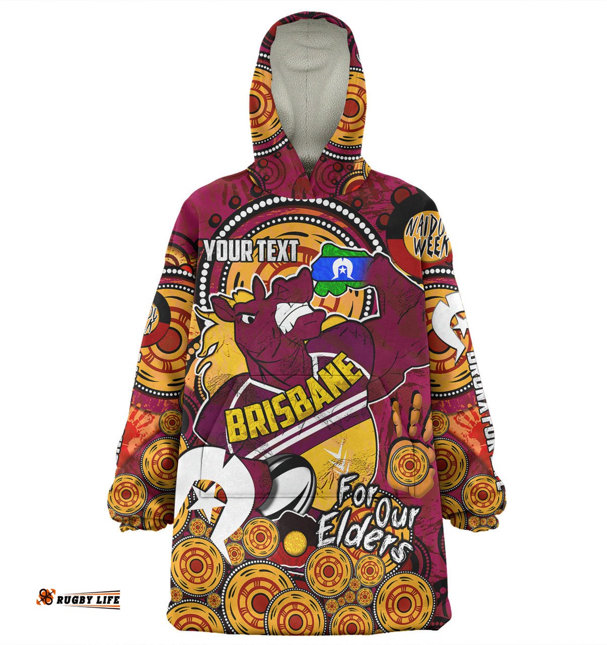Brisbane Broncos Naidoc Week Custom Snug Hoodie - Brisbane Broncos Naidoc Week For Our Elders Bronx for Life Sport Style Snug Hoodie