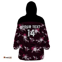 custom text and number sea eagles rugby wearable blanket hoodie polynesian tribal mix tropical hawaiian style