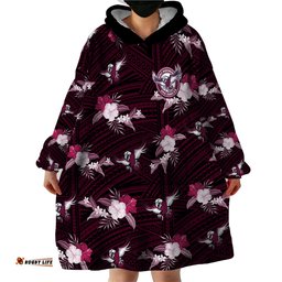 custom text and number sea eagles rugby wearable blanket hoodie polynesian tribal mix tropical hawaiian style