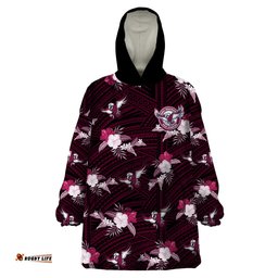 custom text and number sea eagles rugby wearable blanket hoodie polynesian tribal mix tropical hawaiian style