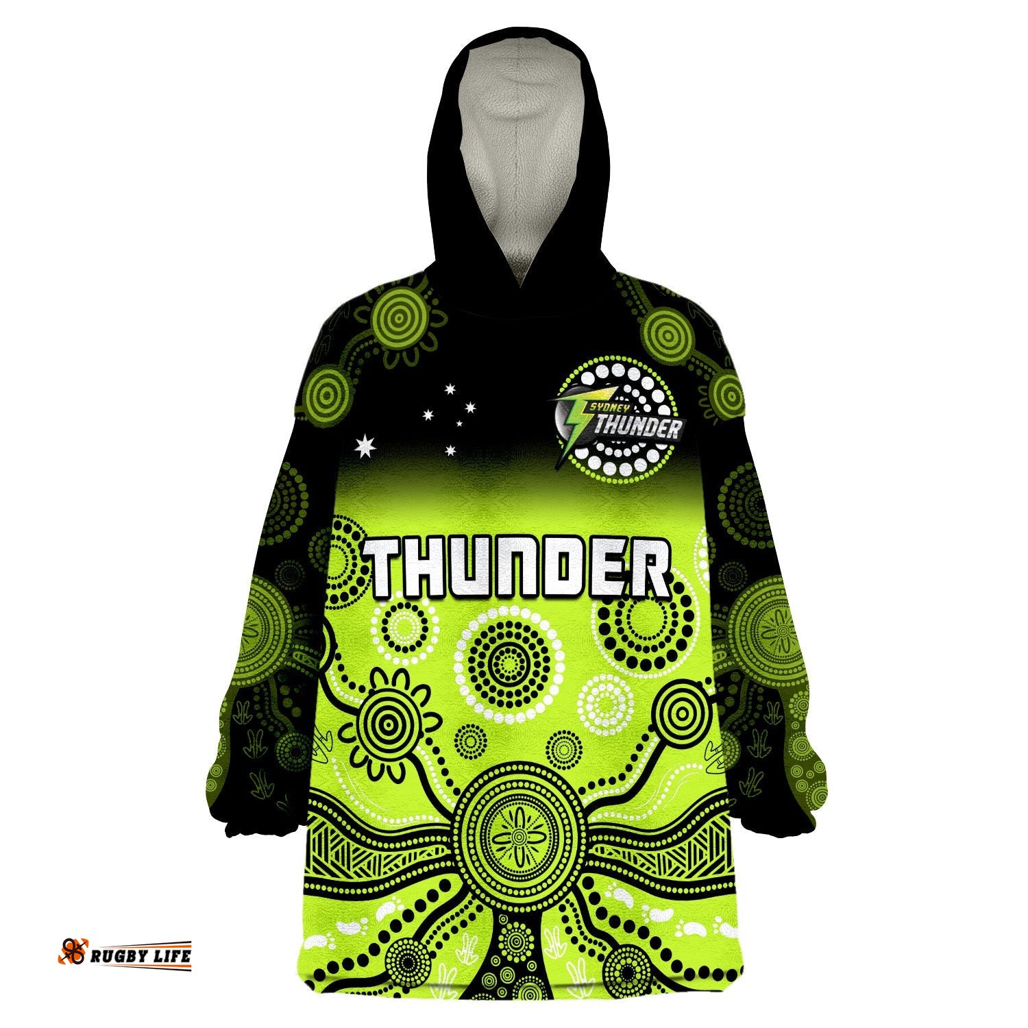 thunder wearable blanket hoodie sydney gradient aboriginal art