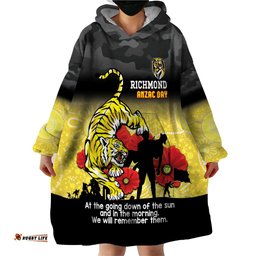 custom richmond football anzac wearable blanket hoodie gallipoli camouflage with poppies
