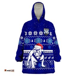 bulldogs rugby christmas wearable blanket hoodie berries merry xmas aboriginal art