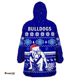 bulldogs rugby christmas wearable blanket hoodie berries merry xmas aboriginal art