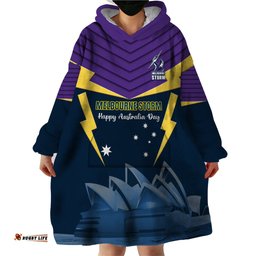 custom australia day storm wearable blanket hoodie nrl 2024 sydney opera house with map