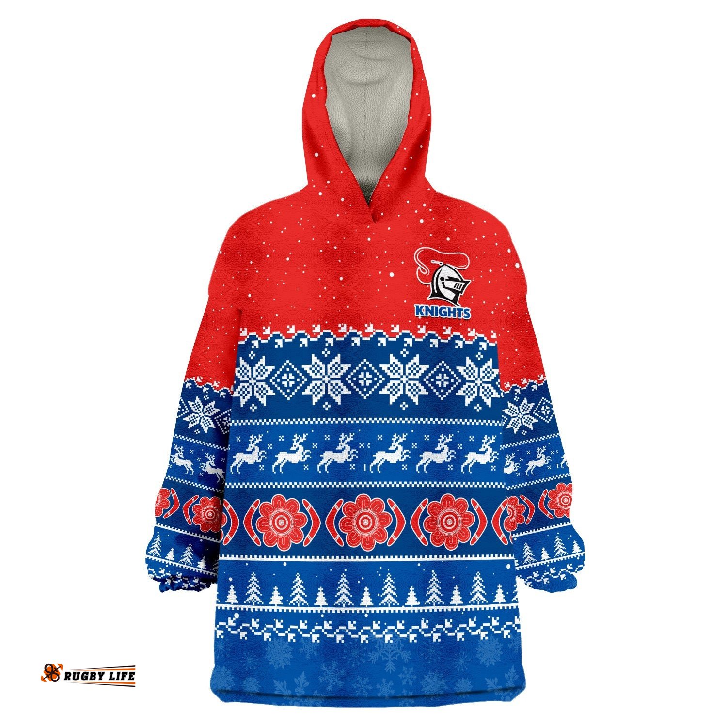 knights rugby wearable blanket hoodie indigenous newcastle merry christmas