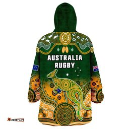 australia rugby wearable blanket hoodie wallabies kangaroo green aboriginal