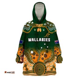 australia rugby wearable blanket hoodie wallabies kangaroo green aboriginal