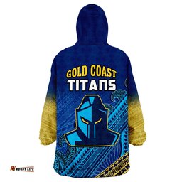gold coast titans rugby wearable blanket hoodie pasifika gradient polynesian pattern