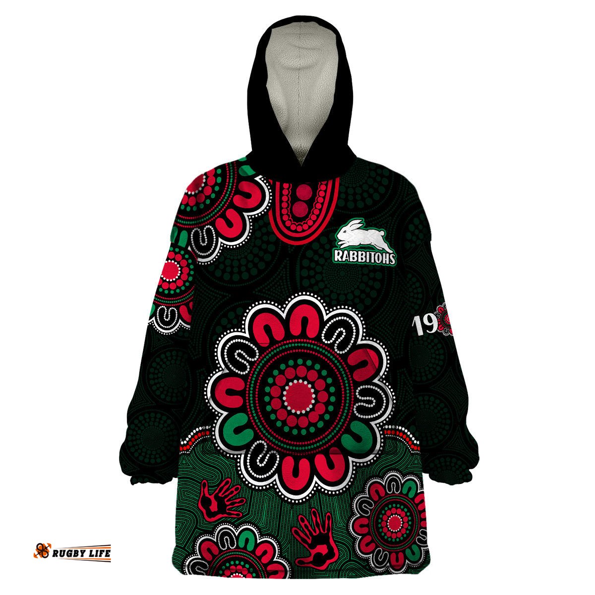 nrl rabbitohs rugby wearable blanket hoodie the bunnies 1908 aboriginal