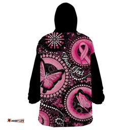 personalised australia indigenous wearable blanket hoodie breast cancer ribbon think pink black version