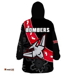 essendon football wearable blanket hoodie go bombers 1872 aboriginal art