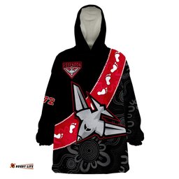 essendon football wearable blanket hoodie go bombers 1872 aboriginal art