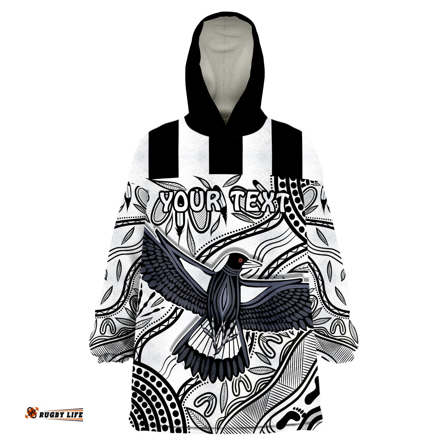 custom personalised magpies lovers collingwood forever wearable blanket hoodie