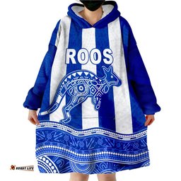 custom personalised roos indigenous north melbourne football wearable blanket hoodie
