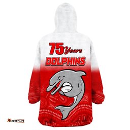 custom personalised dolphins rugby aboriginal polo shirt 75th anniversary start now wearable blanket hoodie