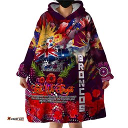 personalised australia rugby broncos anzac wearable blanket hoodie brisbane scratch style dt02