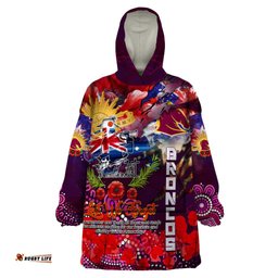 personalised australia rugby broncos anzac wearable blanket hoodie brisbane scratch style dt02