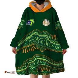 custom text and number aussie sevens rugby aboriginal art wearable blanket hoodie