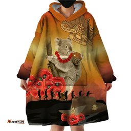 australia koala soldier style wearable blanket hoodie last post lest we forget