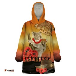australia koala soldier style wearable blanket hoodie last post lest we forget