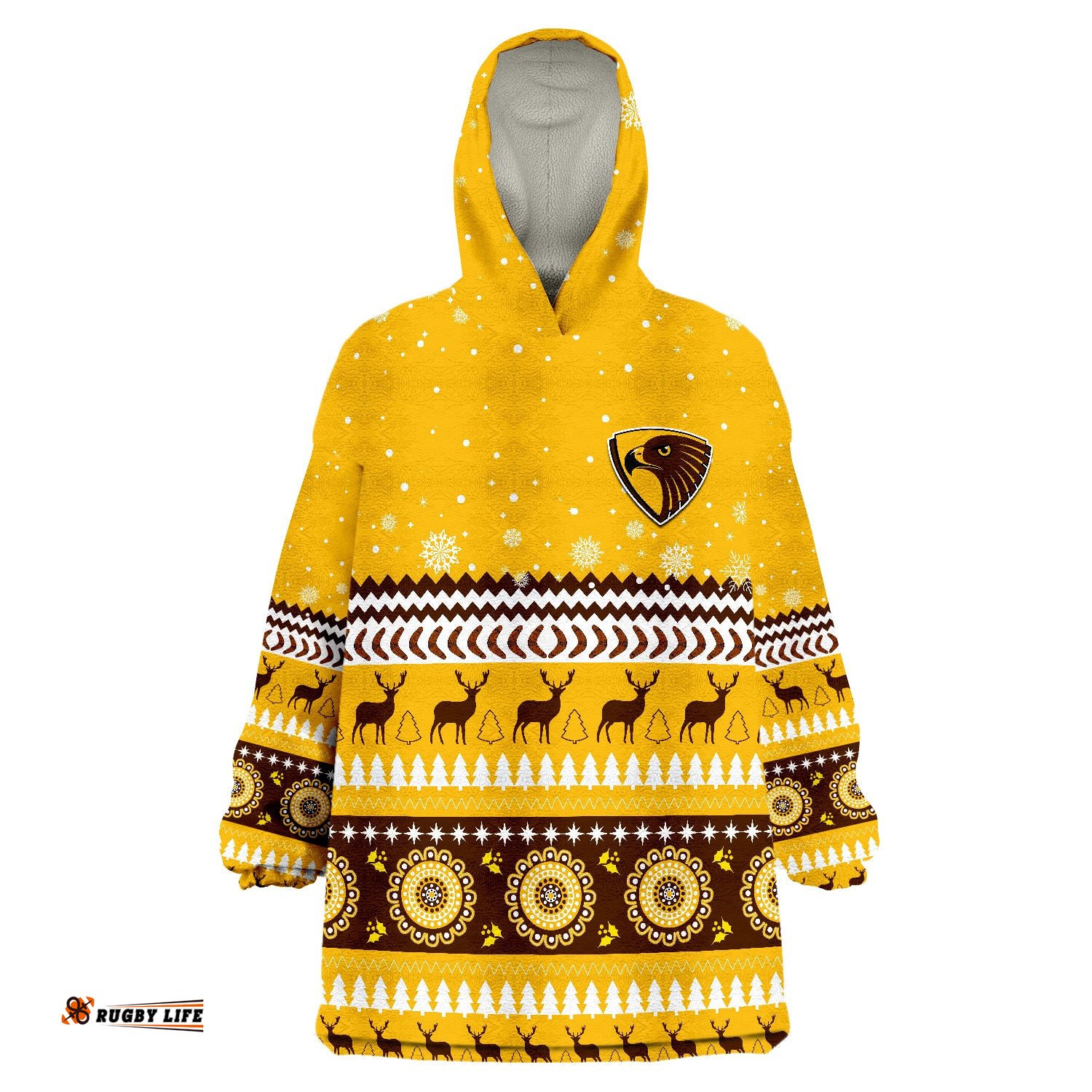 hawks christmas indigenous hawthorn football wearable blanket hoodie