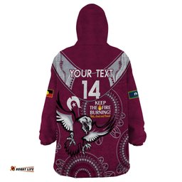 custom nrl sea eagles naidoc week wearable blanket hoodie keep the fire burning indigenous art