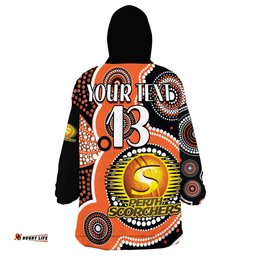 custom text and number perth scorchers wearable blanket hoodie australia cricket bbl aboriginal