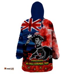 anzac panthers rugby wearable blanket hoodie we shall remember