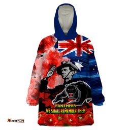 anzac panthers rugby wearable blanket hoodie we shall remember