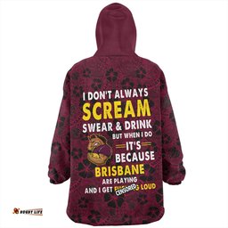 Brisbane Broncos Snug Hoodie - Scream With Tropical Patterns