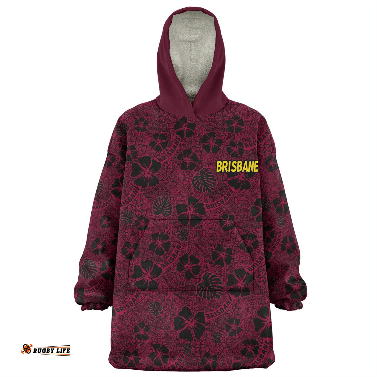 Brisbane Broncos Snug Hoodie - Scream With Tropical Patterns