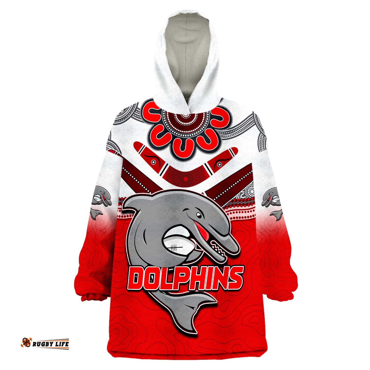 custom personalised dolphins rugby redcliffe come back stronger wearable blanket hoodie