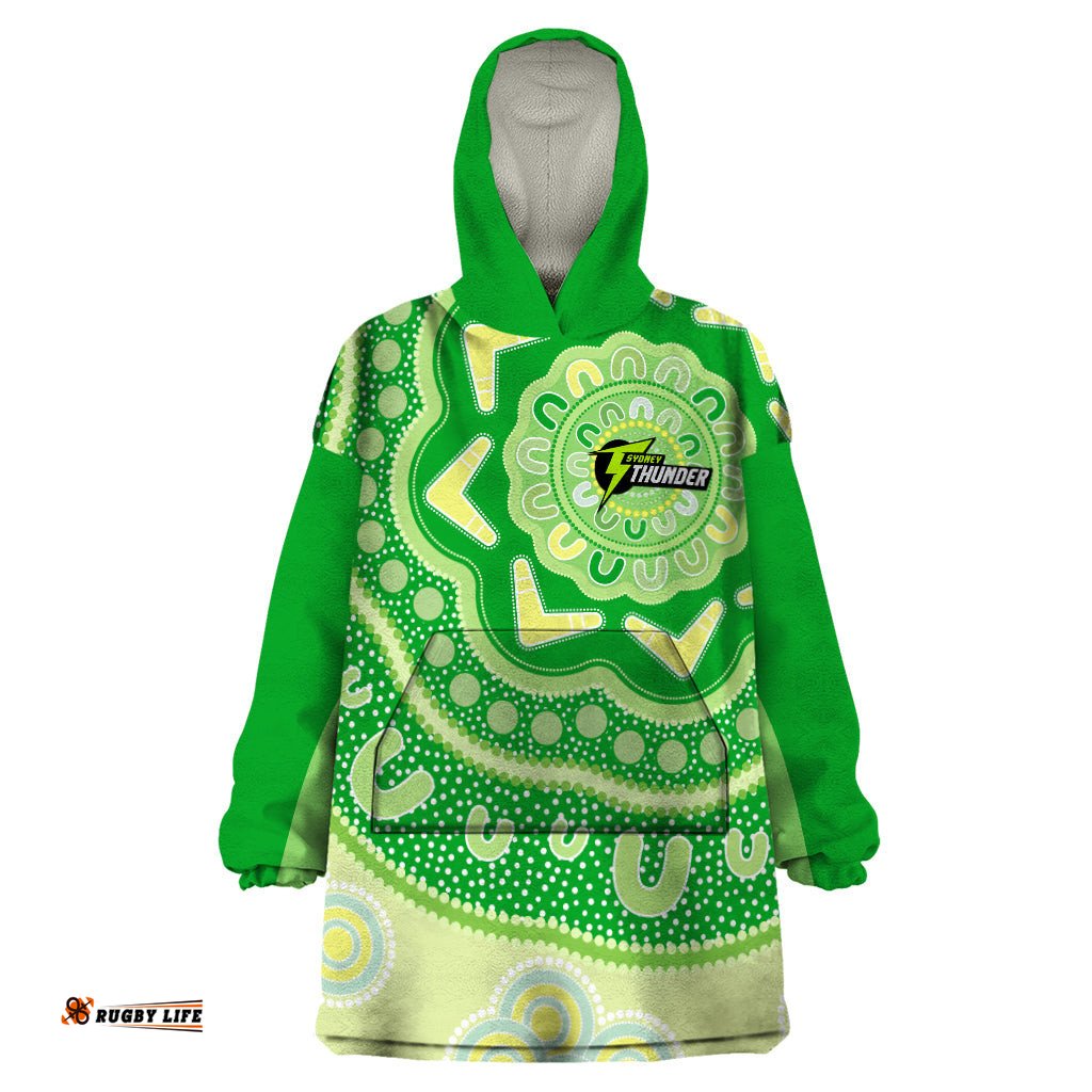 custom bbl thunder cricket wearable blanket hoodie 2024 aboriginal art