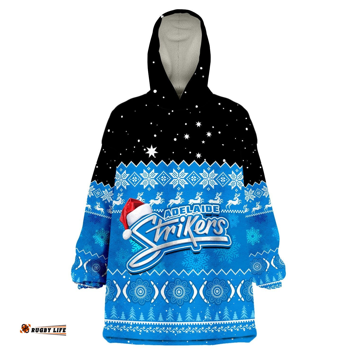 custom personalised adelaide strikers cricket wearable blanket hoodie aboriginal merry christmas