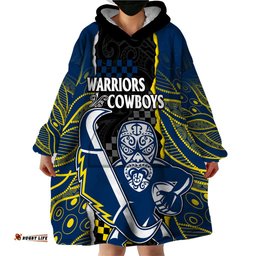 nrl combine warriors and cowboys wearable blanket hoodie maori mixed aboriginal