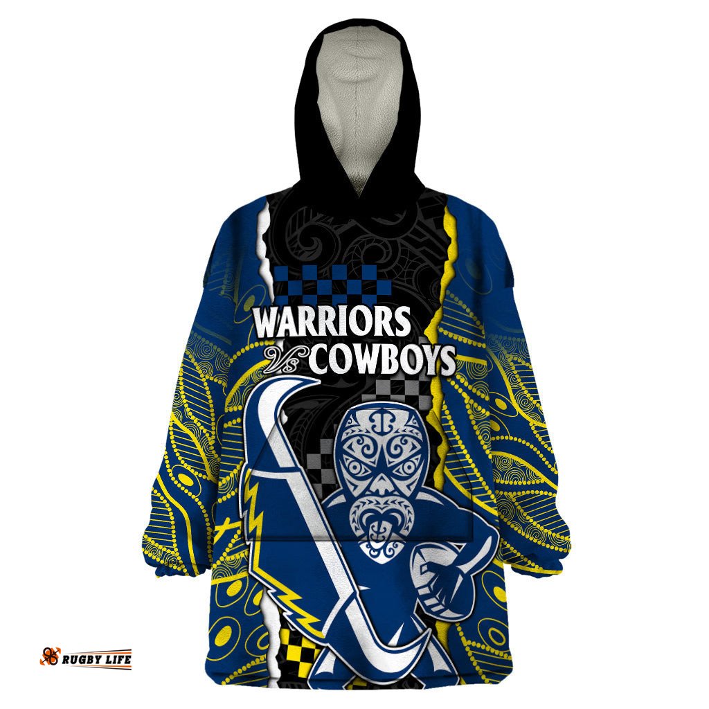 nrl combine warriors and cowboys wearable blanket hoodie maori mixed aboriginal