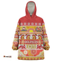 Redcliffe Dolphins Christmas Aboriginal Custom Snug Hoodie - Indigenous Knitted Ugly Xmas Style Snug Hoodie