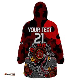personalised anzac dolphins rugby wearable blanket hoodie indigenous circles and waves