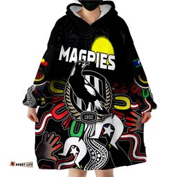 custom personalised magpies naidoc week collingwood football aboriginal wearable blanket hoodie