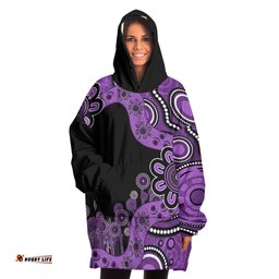 Australia Snug Hoodie Aboriginal Indigenous Dot Painting Purple