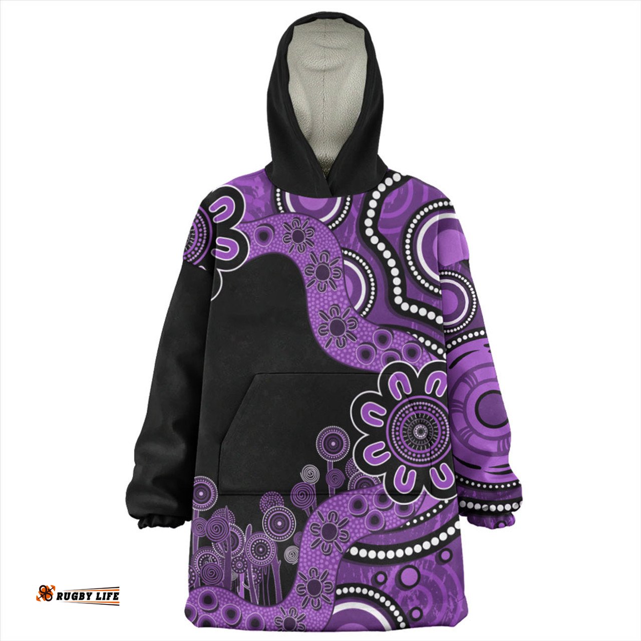 Australia Snug Hoodie Aboriginal Indigenous Dot Painting Purple