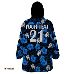 custom text and number bulldogs rugby wearable blanket hoodie polynesian style with hibiscus